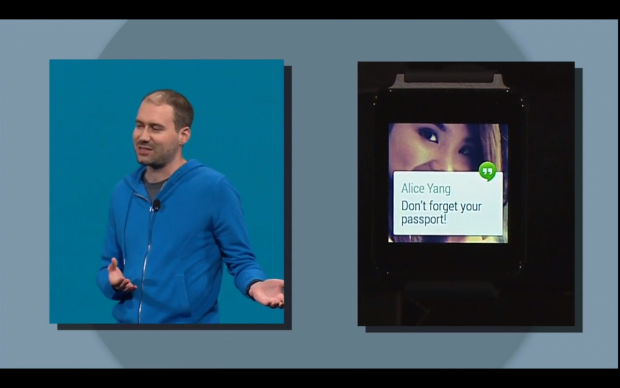 Die Präsentation von Android Wear während der Google I/O. (Screenshot: Golem.de)